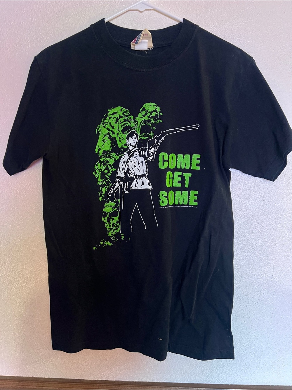 Army of Darkness - Mighty Fine Black Tee with Pink and Blue Label